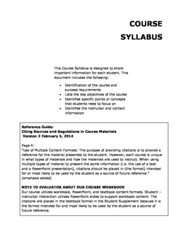 SAFE20 Course Syllabus